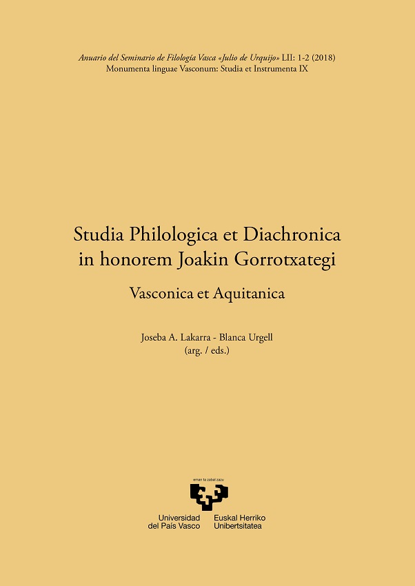 Anuario del Seminario de Filología Vasca Julio Urquijo de 2018 en homenaje a Gorrochategui. Fuente: ASJU