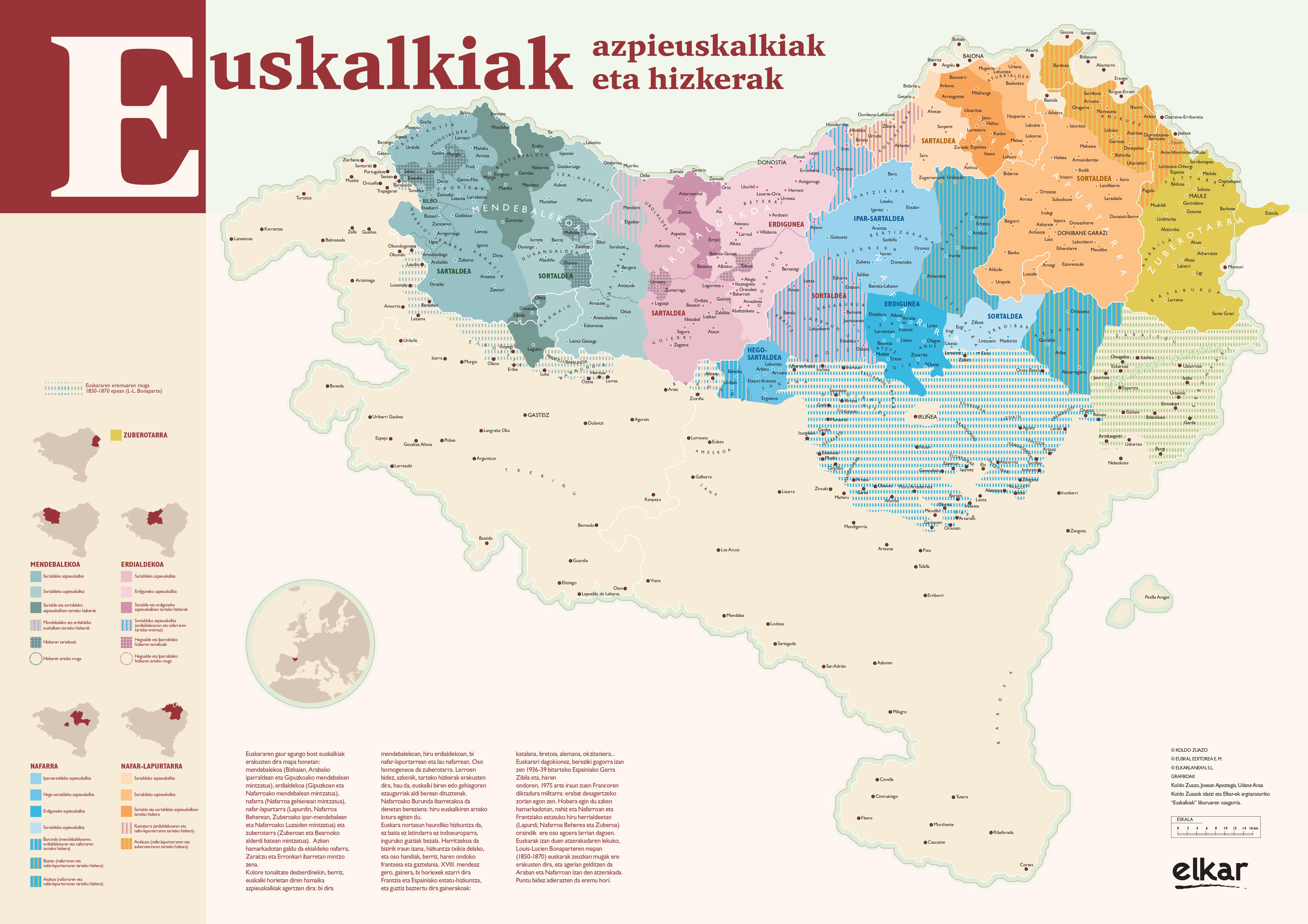 Koldo Zuazoren euskalkien mapa
