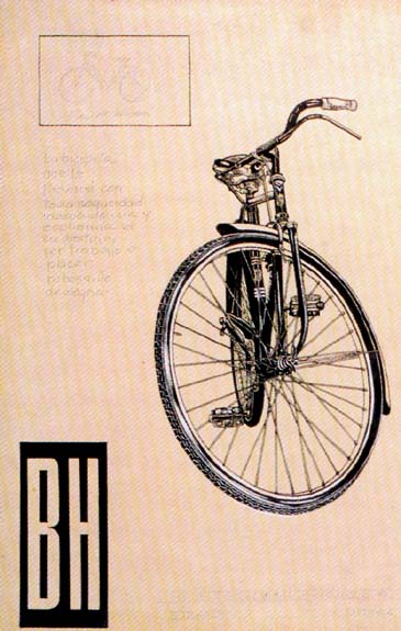 Boceto de anuncio de Bicicletas BH del año 1957