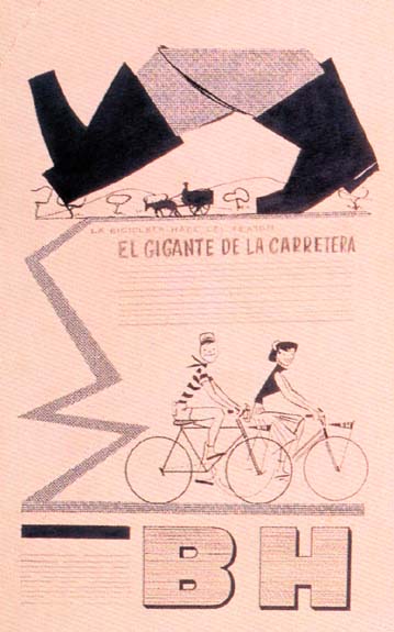 Boceto de anuncio de Bicicletas BH del año 1957