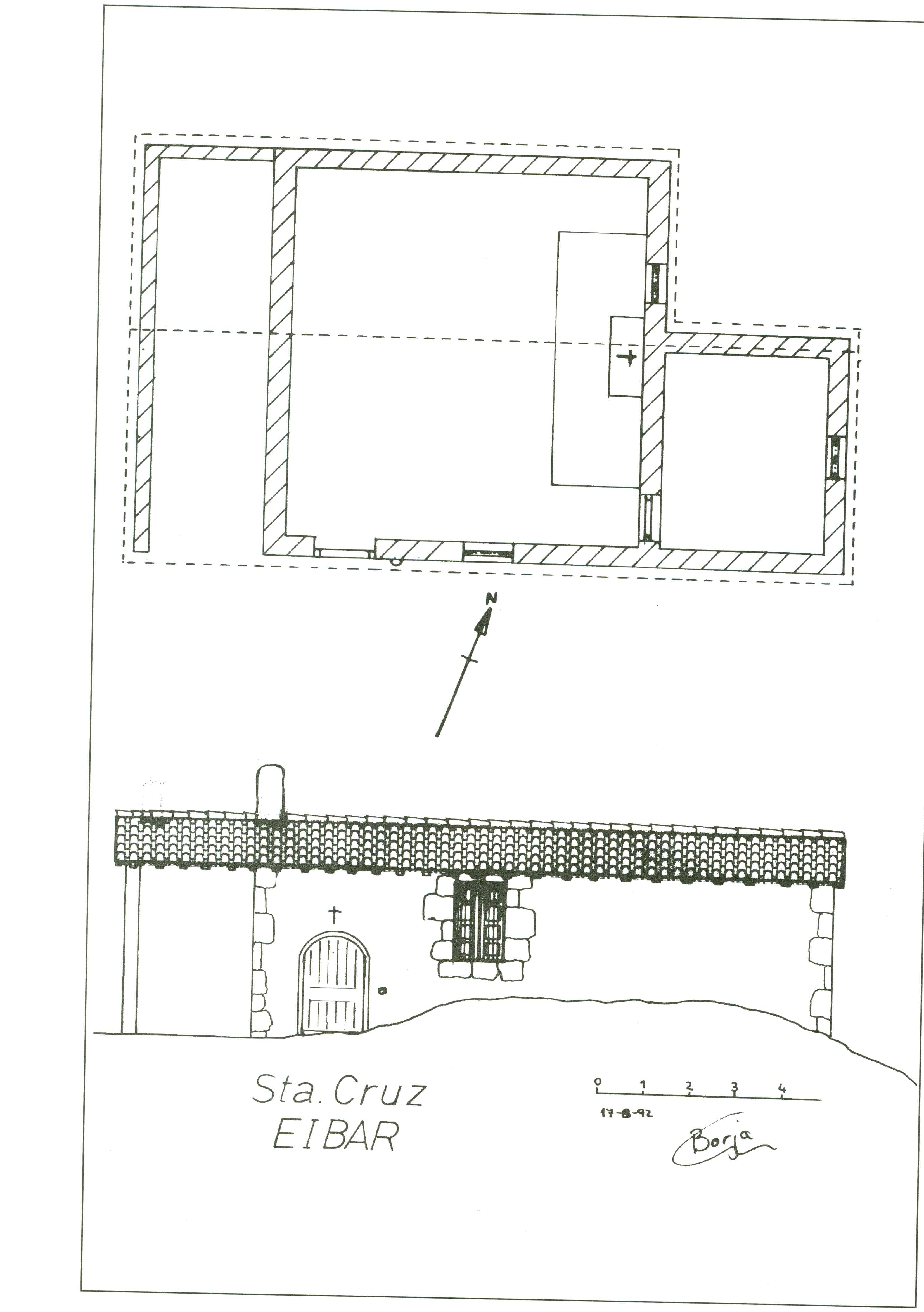 Plano de la ermita de Santa Cruz.