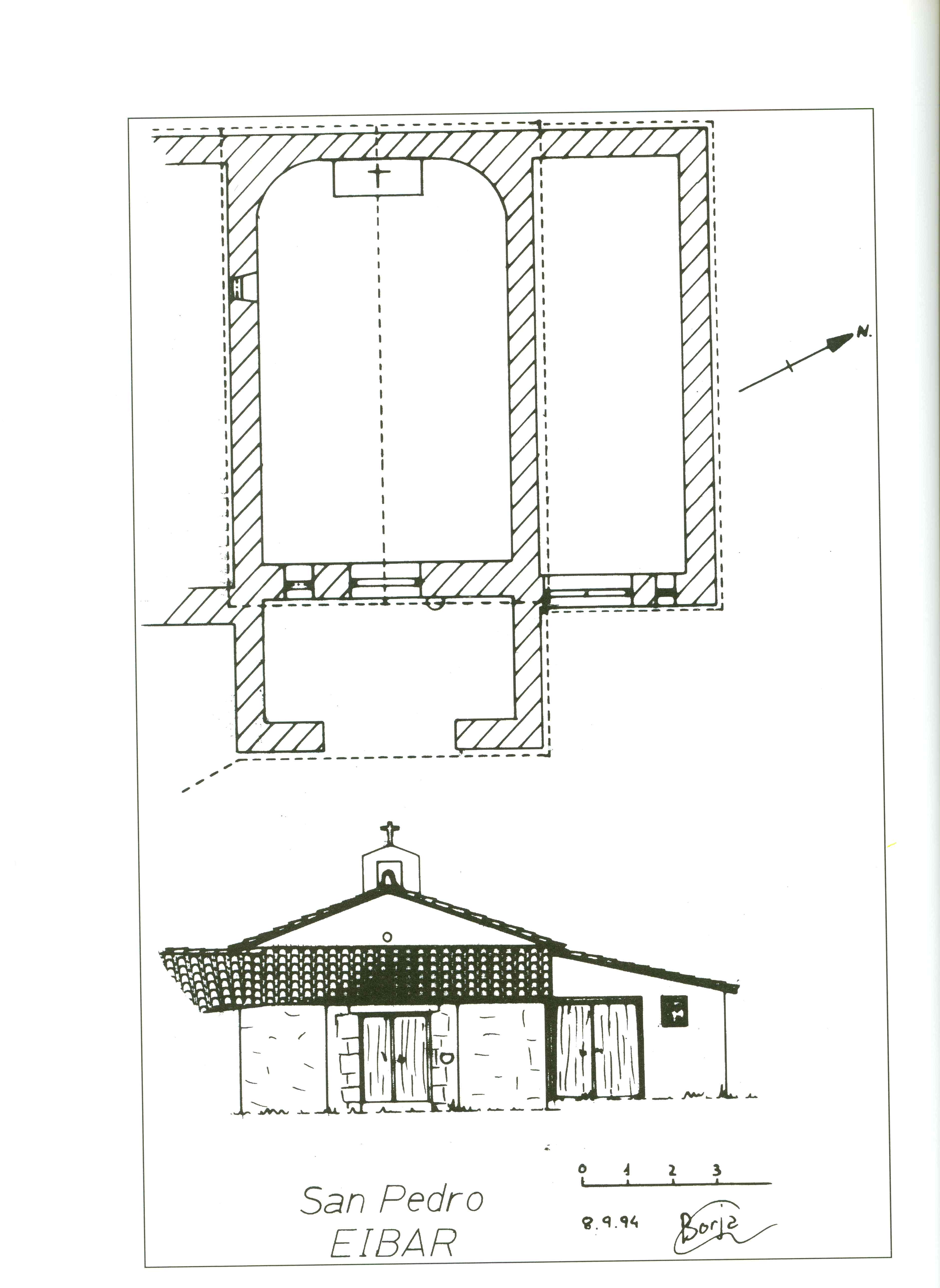 Plano de la ermita de San Pedro de Akondia.