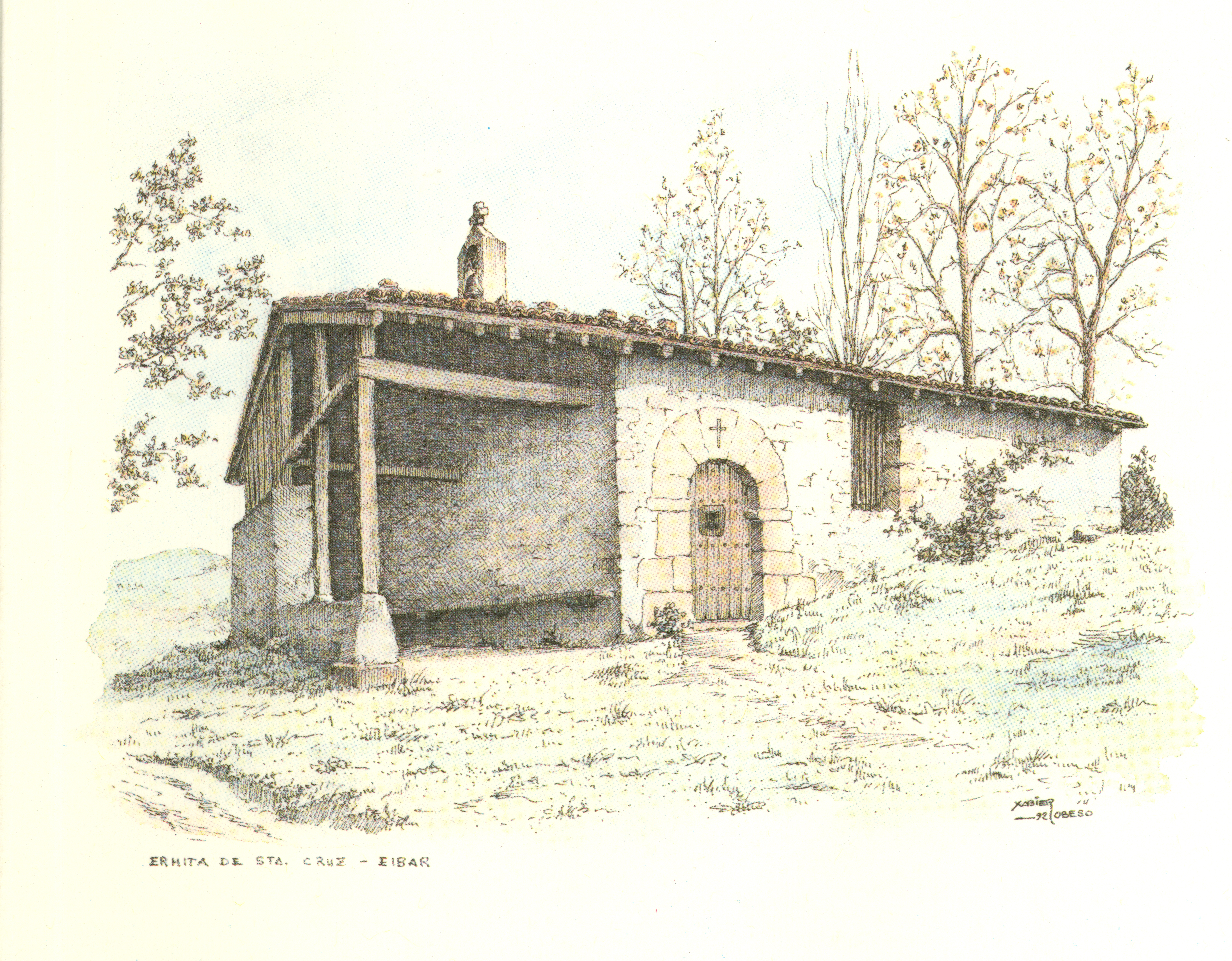 Dibujo de la ermita de Santa Cruz.