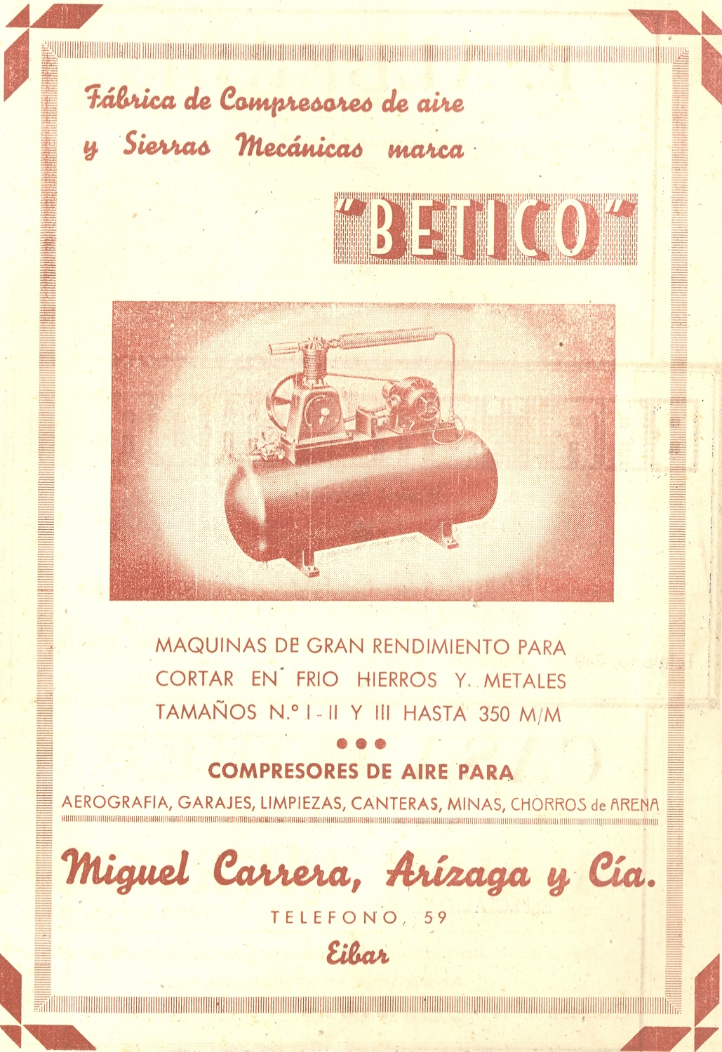84) Miguel Carrera, Arízaga y Cía (compresores de aire)