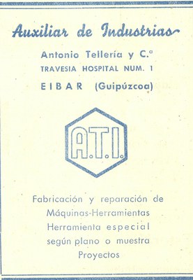 9) Auxiliar de industrias Antonio Tellería y Cª. 9) Auxiliar de industrias Antonio Tellería y Cª.