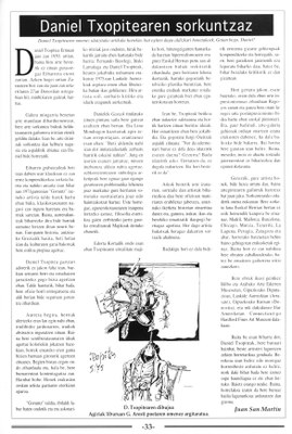 Daniel Txopitearen sorkuntzaz - Juan San Martin