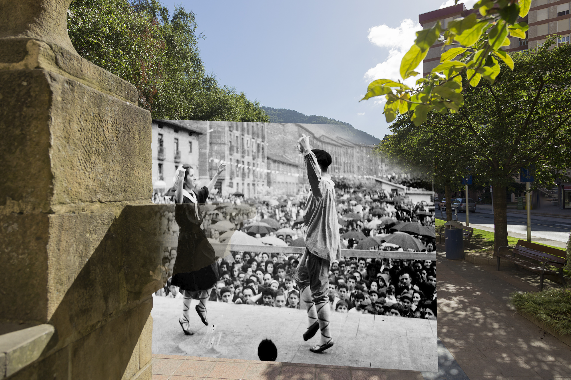 El trabajo  “Retrofotografiar Eibar” de Gorka Castrillo, que une el pasado con el presente, ya está terminado.