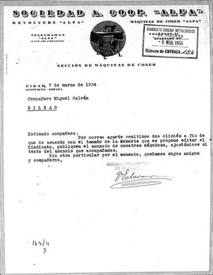 Toribio Etxebarria jerentearen karta, 1934koa Toribio Etxebarria jerentearen karta, 1934koa
