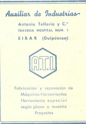 9) Auxiliar de industrias Antonio Tellería y Cª. 9) Auxiliar de industrias Antonio Tellería y Cª.