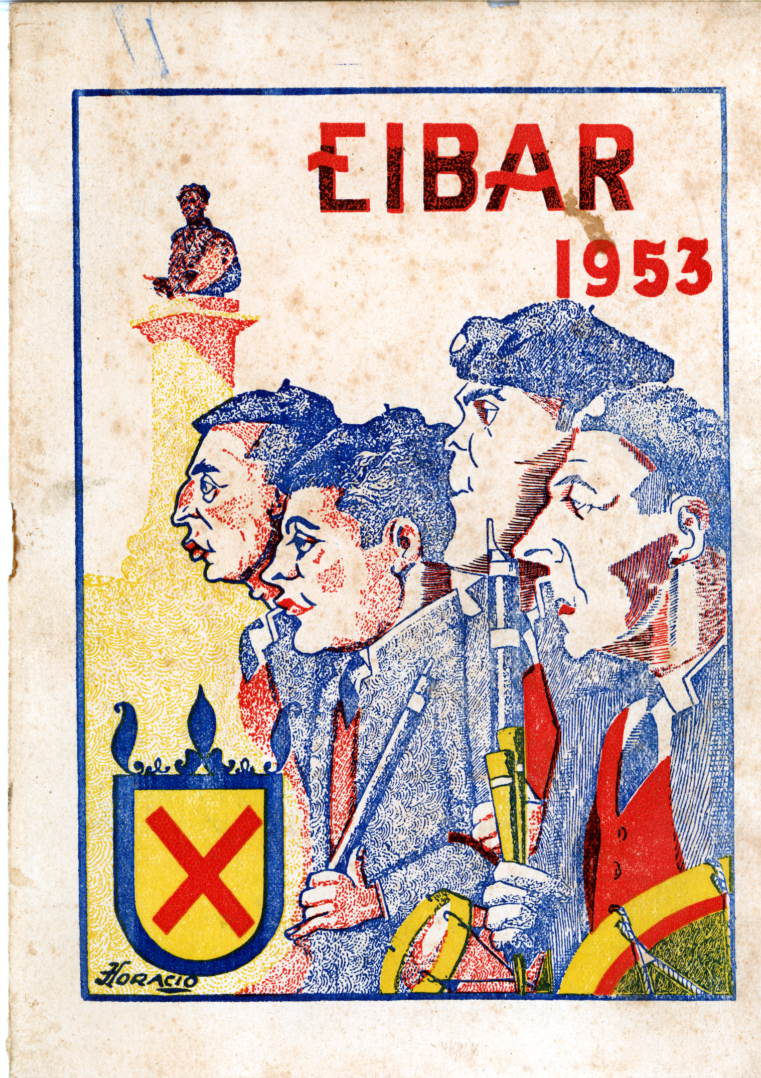 1953.  Horacio Sarasquetak egindako karikatura. Eibarko Udal Artxiboa/Archivo municipal de Eibar.  Piedad Sarasqueta andreak utzitako argazkia
